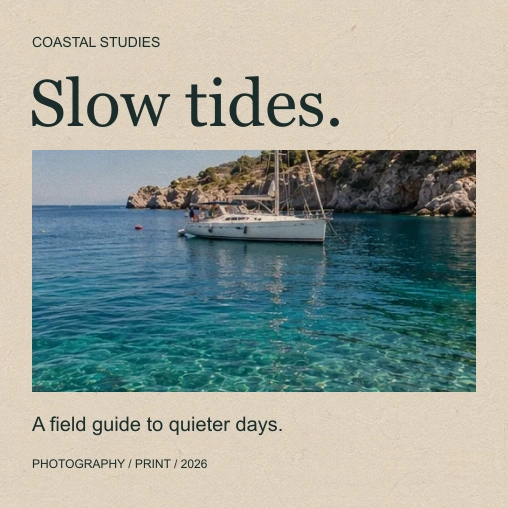 Coastal typography poster with a warm kraft-fiber paper texture overlay